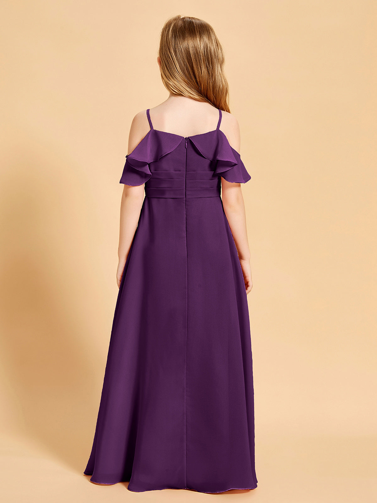 Off-the-Shoulder Bridesmaid Gown for Juniors Grape